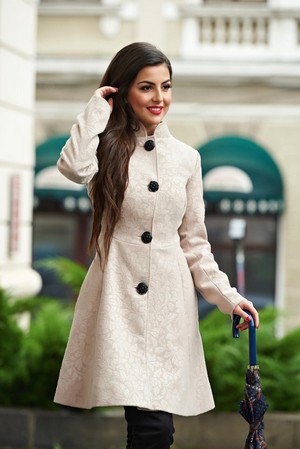 Palton dama de iarna Artista Elegant Concept Cream